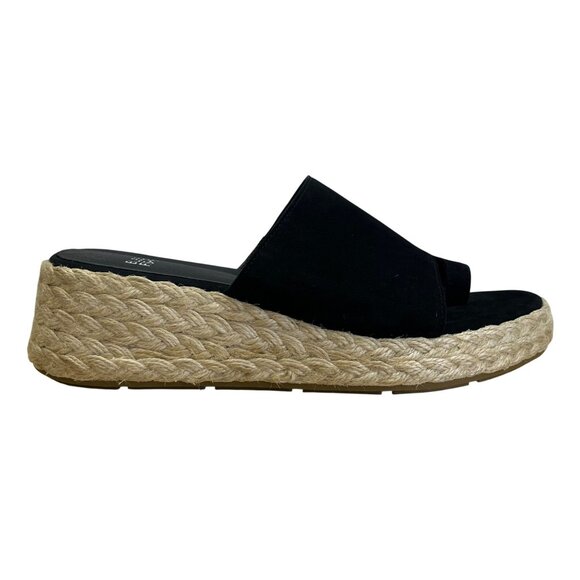 Eileen Fisher Women’s Black Suede Espadrilles Slide Wedge Sandals Size 8 - Picture 1 of 7